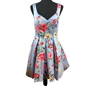Trixxi Blue Floral Fit and Flare Dress Junior Size 9 NWT